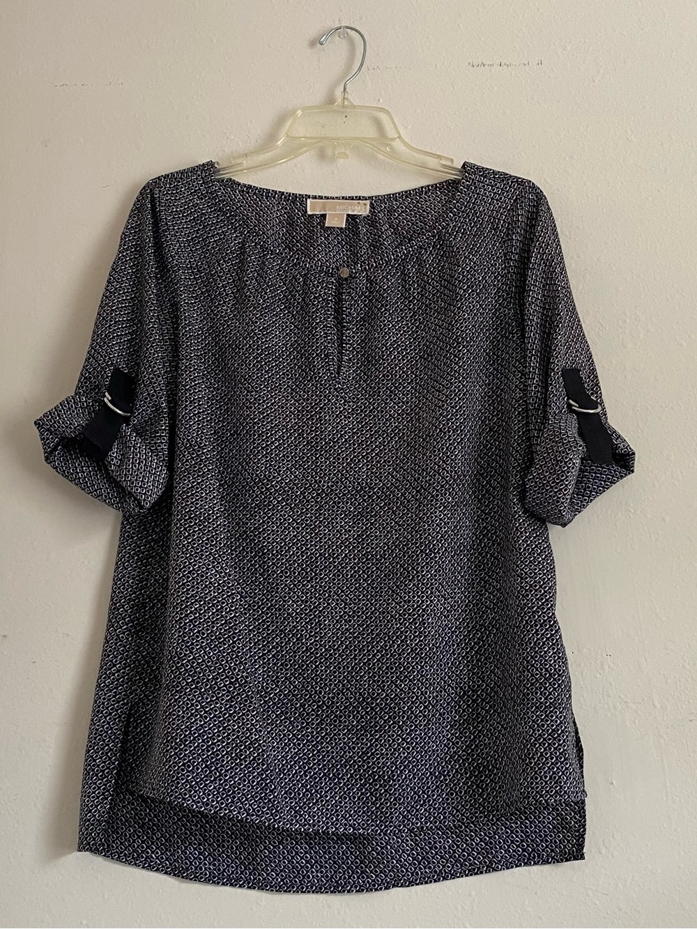 Michael Kors Navy Micro-Print 3/4 Sleeve Tunic